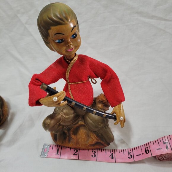 Tilso Pixie Elves Musicians Vintage Figurines MCM 60s Golden Fantasy 7" Set of 2 - Picture 13 of 16